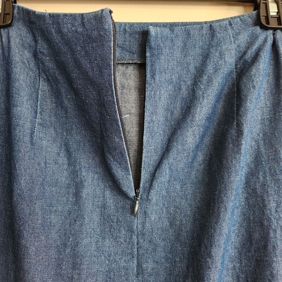 Vintage "Lily Custom Tailor" Chambray Denim Coastal Cowgirl Flare Skirt Size 29 - Picture 9 of 12